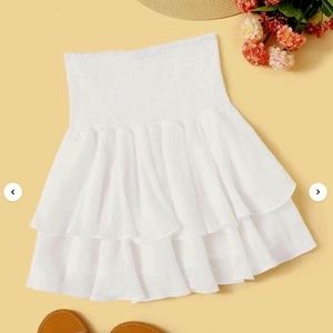 Shein White Ruffle Tiered Skirt, Size Small (4)